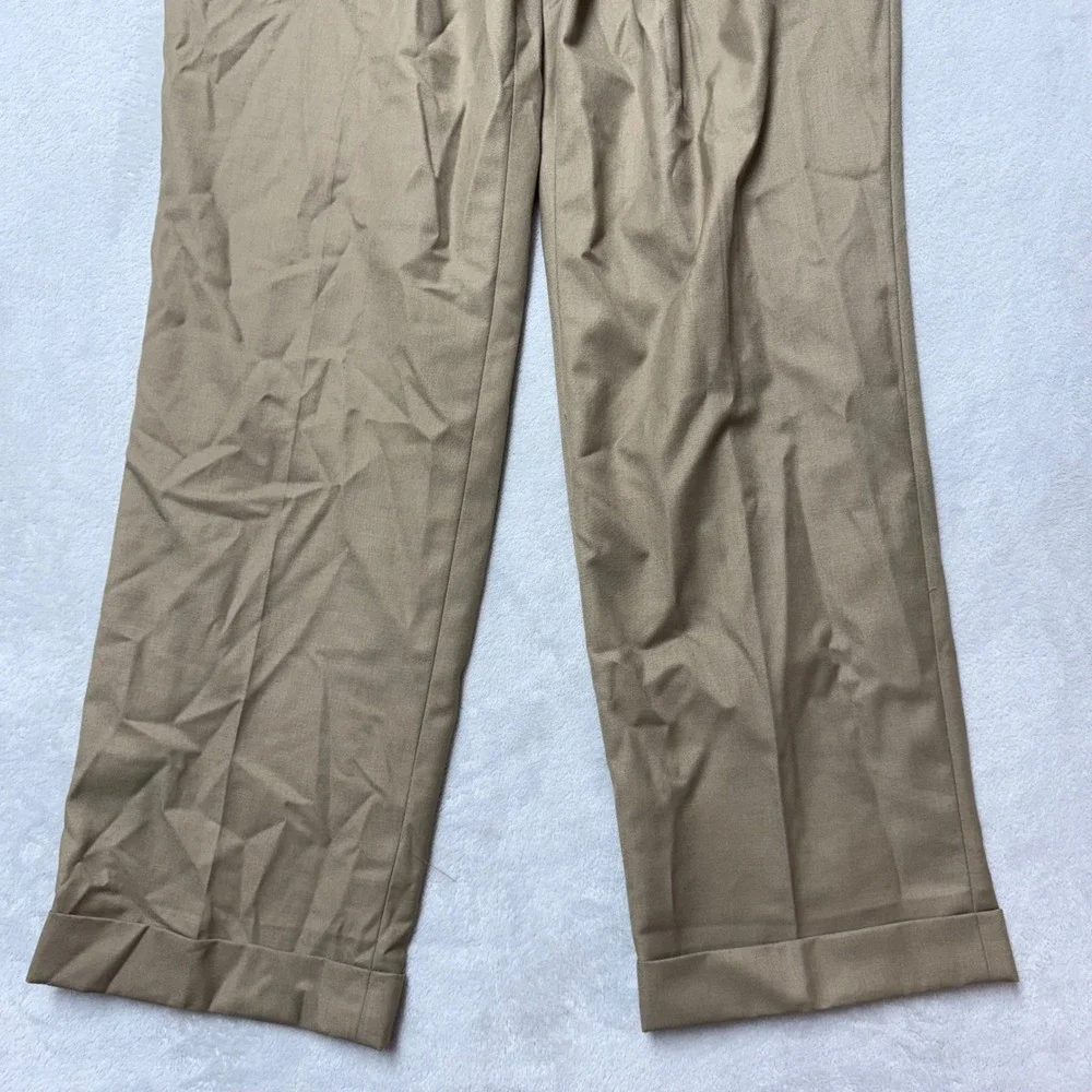 Dockers Mens Classic Fit Pleated Khaki Pants Tan Cuffed W36 L32